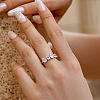 Teardrop Rhodium Plated 925 Sterling Silver Micro Pave Clear Cubic Zirconia Finger Rings for Women RJEW-Q816-05P-3