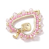 Seed Glass & Alloy Heart Pendant PALLOY-MZ00234-4