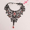 Gothic Alloy Glass Lace Heart Statement Bib Choker Necklaces for Women FS-WGE10D6-02-1