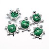 Tortoise Platinum Plated Brass Natural & Synthetic Mixed Stone Pendants G-F228-19-RS-2