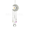 Wire Wrapped Iron Moon Pendant Decorations HJEW-JM01260-1