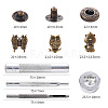 18 Sets Butterfly & Owl & Bear Brass Leather Snap Buttons Fastener Kits SNAP-YW0001-08AB-3