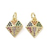 Brass Micro Pave Colorful Cubic Zirconia Charms KK-E068-VF157-2