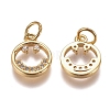 Brass Micro Pave Clear Cubic Zirconia Charms ZIRC-G153-34-2