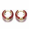 Brass Micro Pave Colorful Cubic Zirconia Huggie Hoop Earrings EJEW-S209-02D-2