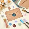 Brass Wax Seal Stamp with Wood Handle AJEW-WH0412-0275-4