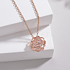 Hollow Rose Metal Cubic Zirconia Pendants Necklaces and Earrings Sets for Women FS-WG5C958-01-4