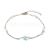 Natural Dyed White Jade & Malaysia Jade Anklets for Women AJEW-AN00476-01-1
