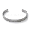 Carved Word Amulet 304 Stainless Steel Cuff Bangles BJEW-P307-04P-2