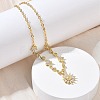 Brass Pave Cubic Zirconia Flower Pendant Necklaces NJEW-C121-04C-G-2