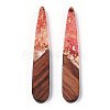 Transparent Resin & Walnut Wood Pendants X-RESI-N039-69E-3