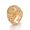 Ion Plating(IP) 304 Stainless Steel Lion Signet Finger Ring RJEW-B040-02G-1