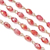 Oval Glass Beaded Link Chains AJEW-JB01471-02-4