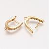 Brass Micro Pave Cubic Zirconia Hoop Earring Findings with Latch Back Closure ZIRC-F052-03G-2