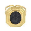 Ion Plating(IP) 304 Stainless Steel Enamel Octagon Cuff Finger Rings RJEW-L107-069G-02-2