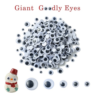 500Pcs 5 Style Black & White Plastic Wiggle Googly Eyes Buttons DIY Scrapbooking Crafts Toy Accessories with Label Paster on Back KY-YW0001-54-1