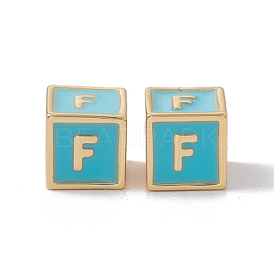 Rack Plating Brass Enamel Beads KK-B060-04G-06F-1