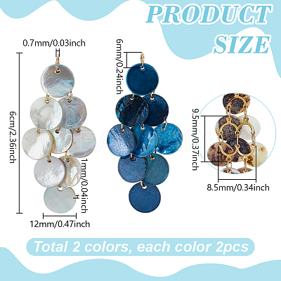 4Pcs 2 Colors Natural Akoya Shell Pendants PALLOY-PH01743-1