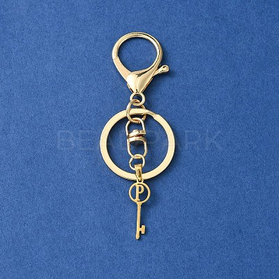 304 Stainless Steel Initial Letter Key Charm Keychains KEYC-YW00004-16-1