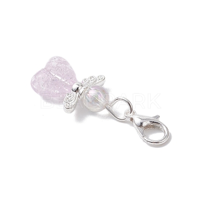 Transparent Acrylic Heart Angel Pendant Decorations HJEW-JM04525-1