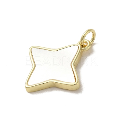 Brass Pave Shell Pendants KK-I708-11A-G-1