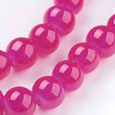 Imitation Jade Glass Beads Strands DGLA-S076-8mm-M-1