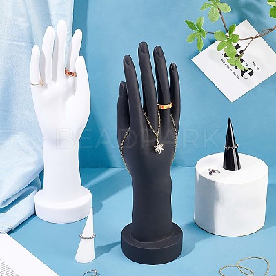 4Pcs 2 Style PVC Hand Model and Cone Shaped Acrylic Ring Displays ODIS-PH0001-31-1