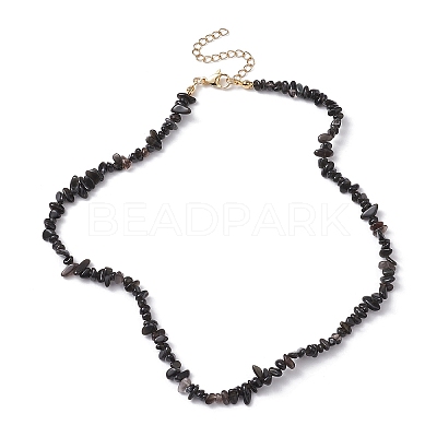 Natural Obsidian Chip Beaded Necklace NJEW-JN04616-12-1