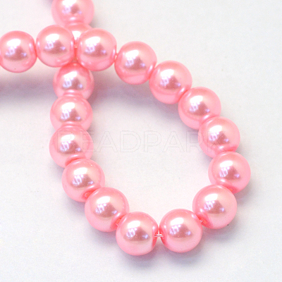 Baking Paint Pearlized Glass Pearl Round Bead Strands HY-Q330-8mm-53-1