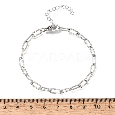 4MM 304 Stainless Steel Textured Paperclip Chain Bracelets for Man and Women SA-CBAB767-11P-1