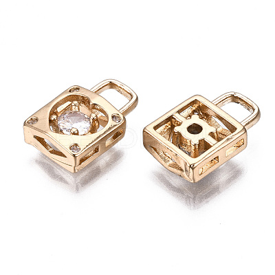 Brass Micro Pave Clear Cubic Zirconia Charms KK-S359-095-RS-1