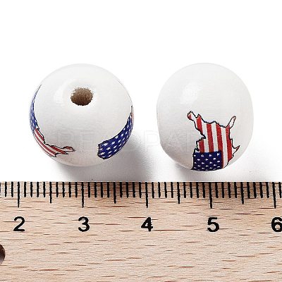 Independence Day Theme Wood European Beads WOOD-M011-07G-1