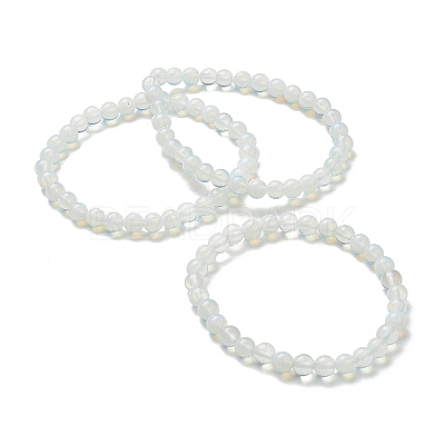 Opalite Beaded Stretch Bracelets BJEW-D446-B-07-1