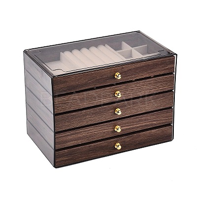 5-Tier PET Plastic Jewelry Storage Drawer Boxes CON-N016-02-1