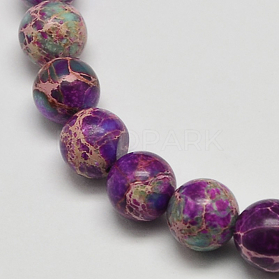 Natural Imperial Jasper Round Bead Strands G-I103-6mm-02-1