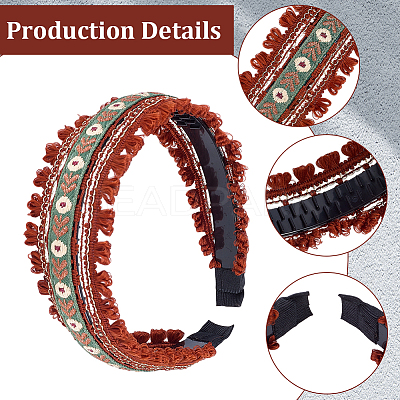 2Pcs 2 Colors Floral Hair Bands Embellishments for Women OHAR-CY0001-19A-1