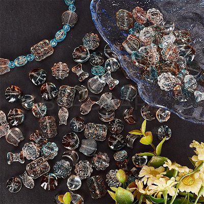 240Pcs 12 Styles Transparent Spray Painted Glass Beads GLAA-AR0001-40-1