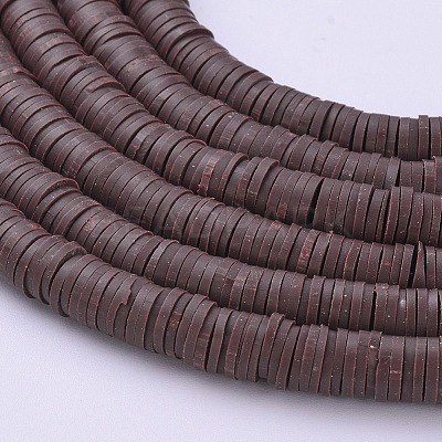 Flat Round Handmade Polymer Clay Beads CLAY-R067-6.0mm-38-1