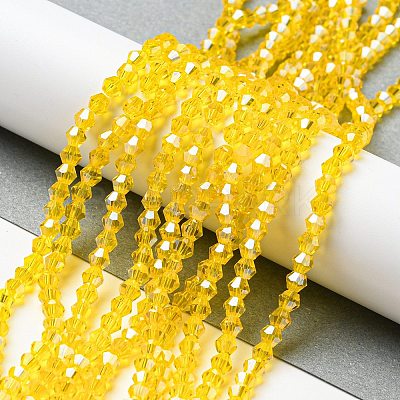 Transparent Electroplate Glass Beads Strands GLAA-F029-4mm-C22-1