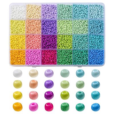 312G 24 Color 8/0 Baking Paint Glass Seed Beads SEED-YW0002-14-1