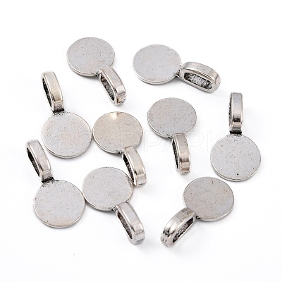 Tibetan Style Alloy Glue On Flat Pad Pendant Bails X-TIBEP-1124-AS-FF-1