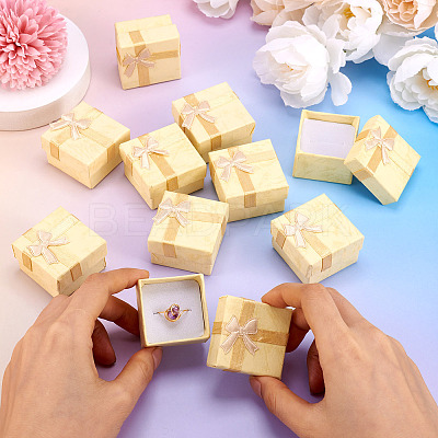 Square Paper Jewelry Ring Gift Boxes with Bowknot CON-TAC0010-80D-1