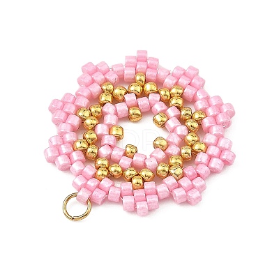 Glass Seed Beaded Pendants PALLOY-MZ01411-01-1