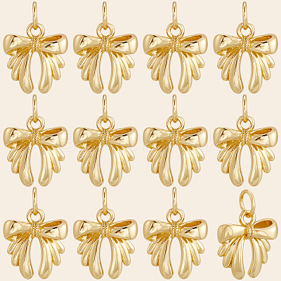 12Pcs Bowknot Brass Charms KK-BBC0019-35-1