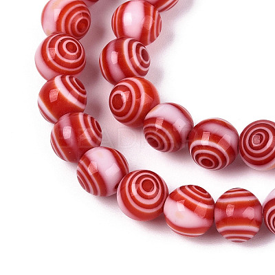 Handmade Millefiori Glass Round Beads Strands LK-R004-93G-1