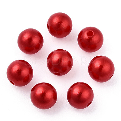 Spray Painted ABS Plastic Imitation Pearl Beads OACR-T015-05C-13-1