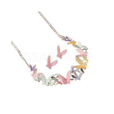 Butterfly Alloy Enamel  Necklace and Earrings Sets for Women FS-WGFD103-02-1