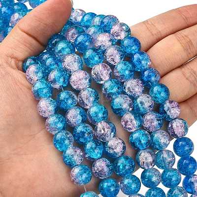 Spray Painted Crackle Glass Beads Strands CCG-Q001-10mm-19-1