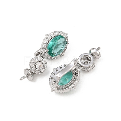 Brass Cubic Zirconia Oval Fold Ovel Clasps KK-H524-12P-1