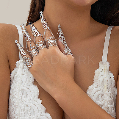 2 Sets 2 Colors Halloween Gothic Cone Iron Hollow Finger Protector BJEW-CN0001-16B-1